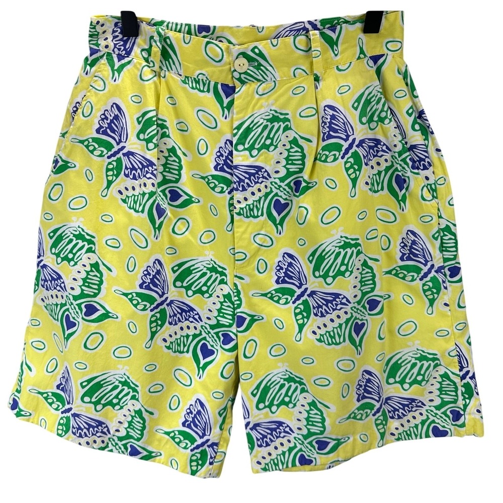 ☀️Lilly Pulitzer Yellow Butterfly Print High Waist Shorts